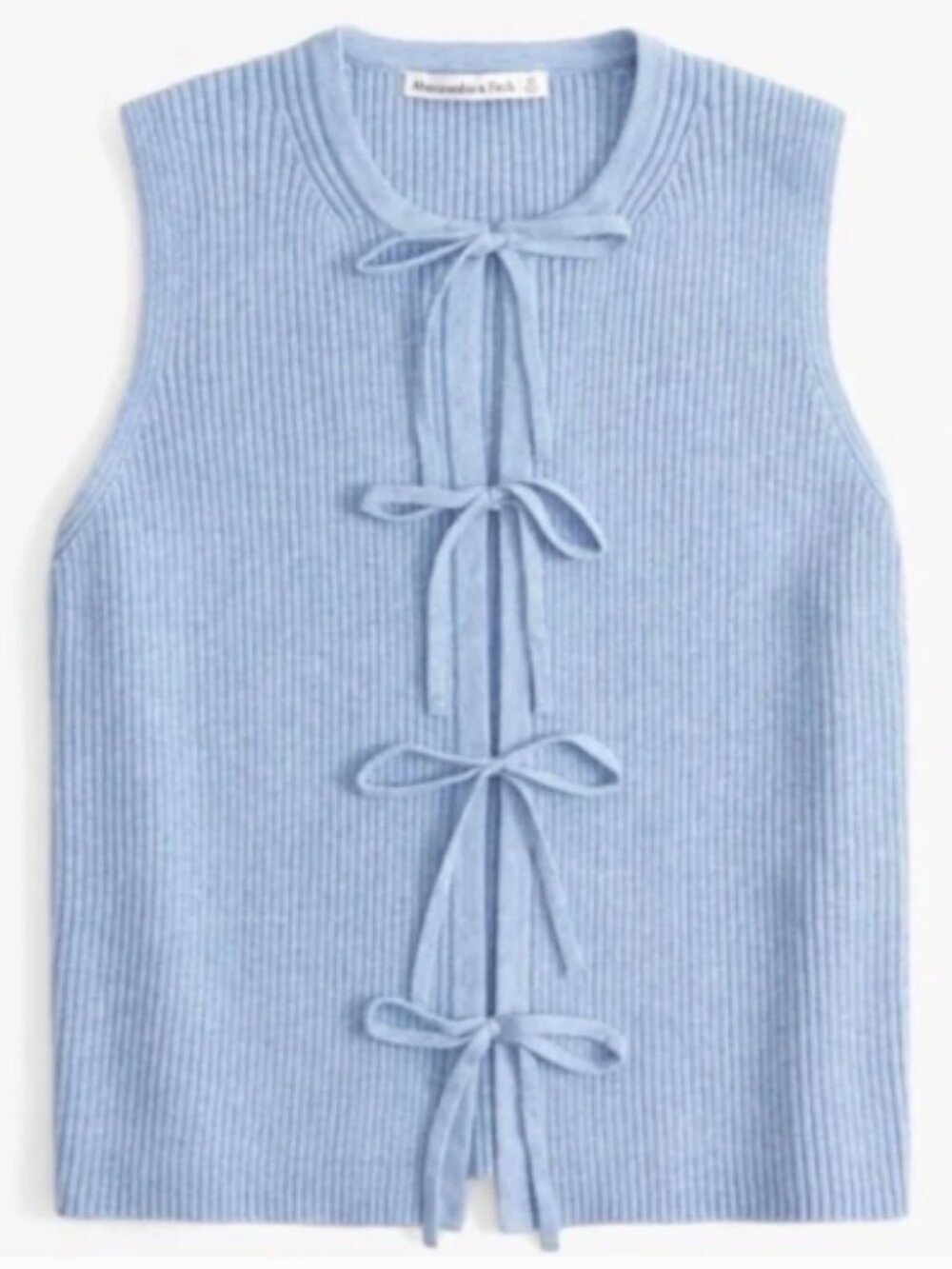 Abercrombie & Fitch Light Blue Ribbed Tie-Front Sleeveless Top